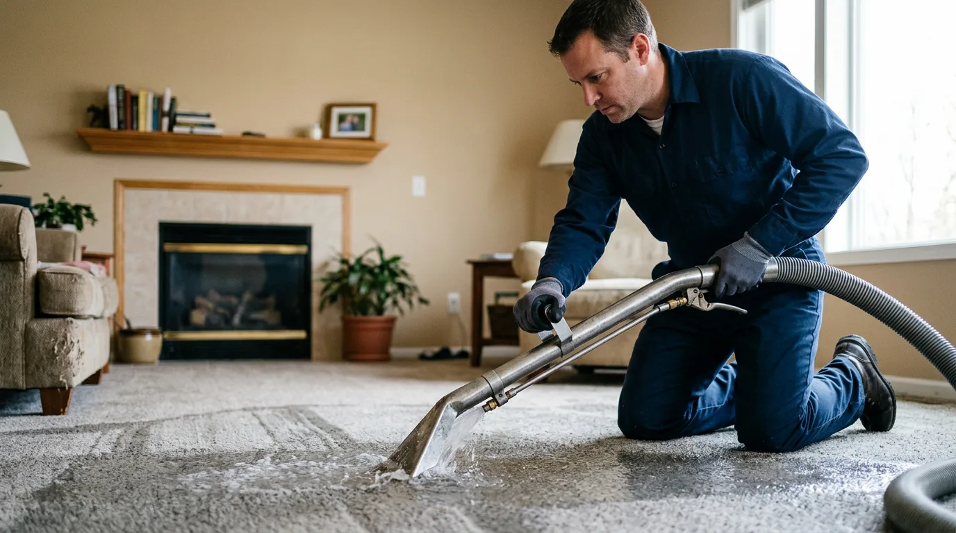 Water damage restoration technician working near New London, CT